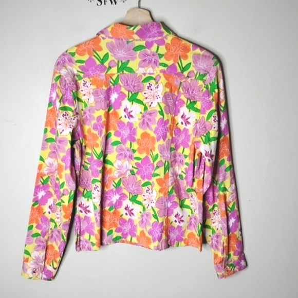 New Identity Floral Sequin Jacket L Cottagecore Vintage-Inspired Lightweight - Picture 6 of 9